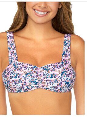 Raisins Juniors' Beachy Printed Bralette Bikini Top - White Multi